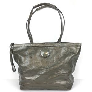 COACH Stripe Stitch Patent Tote